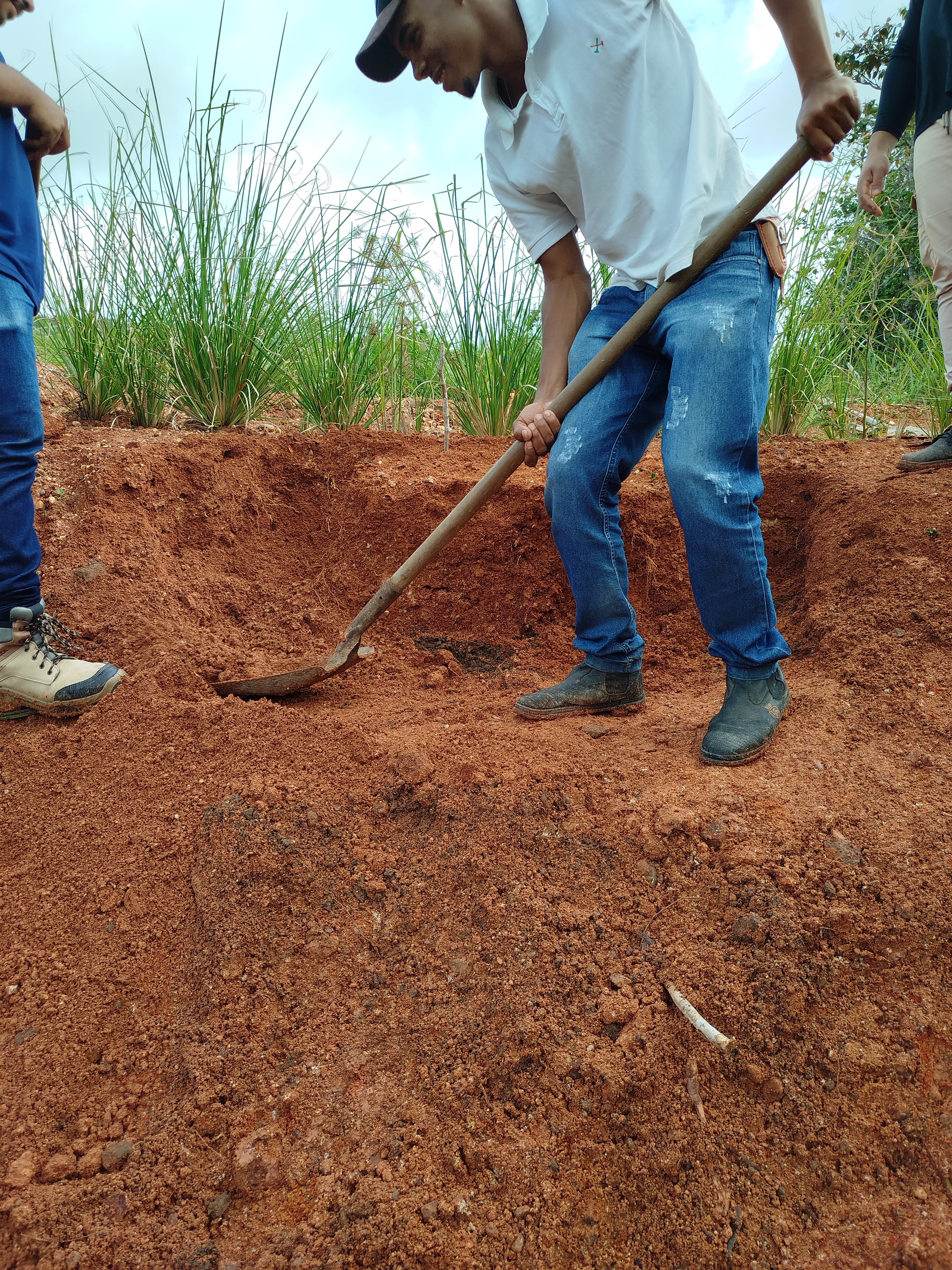 Amostra geológica em ensaio laboratorial